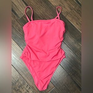 Shade & Shore Ribbed Bandeau Swimsuit Sz L